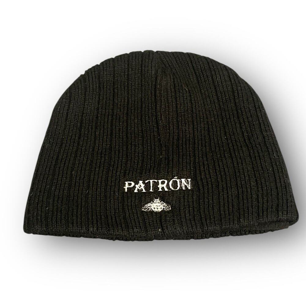 Patron Tequila x Caribbean Joe Black Knit‎ Beanie Hat Unisex One Size